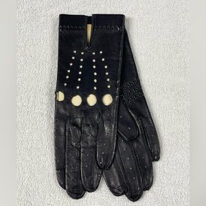 Fownes vintage black leather driving gloves NWT